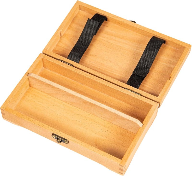 Dajar Artist Supply Box with Locking Clasps, Small Wooden Art Tool Box for Artist Supplies, Brushes, Pencils, Erasers, Tool Storage Organizer, Natural - Image 1